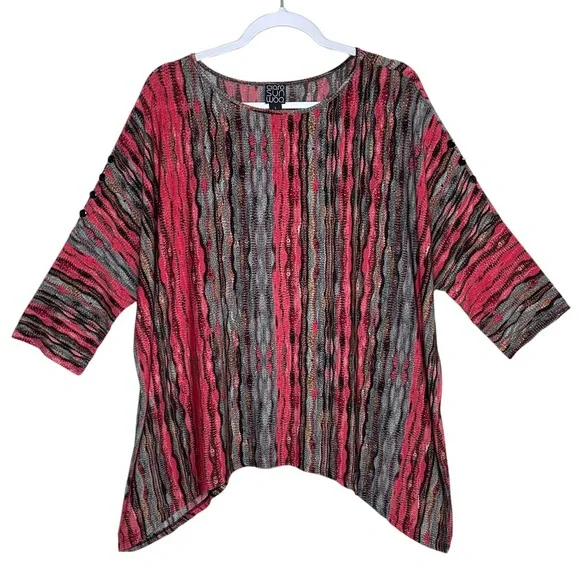Clara Sun Woo Tunic Mixed Print Abstract Stretch Relaxed Bohemian Artsy Size L - Picture 14 of 14